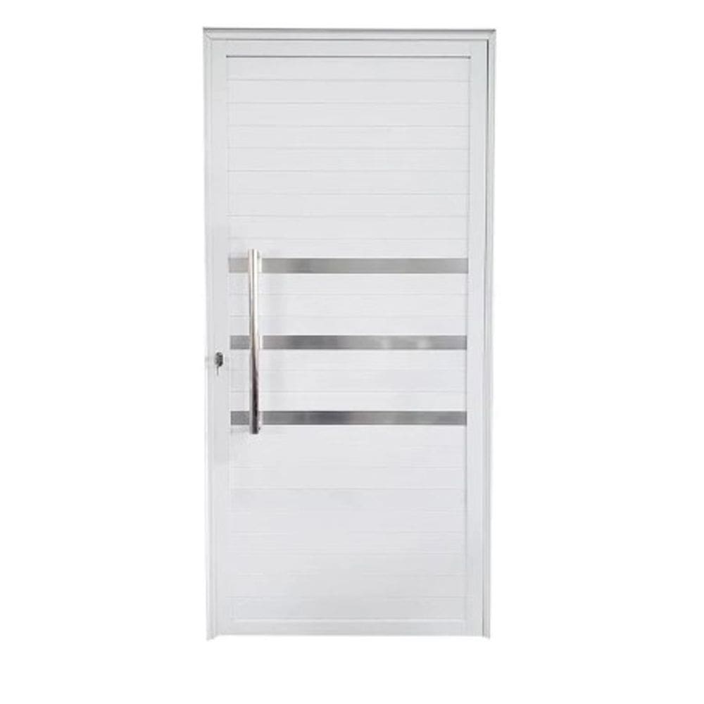 Porta Lambril 210x70 c/Puxador e Friso L/Dir. - Alumínio Branco - Linha 25