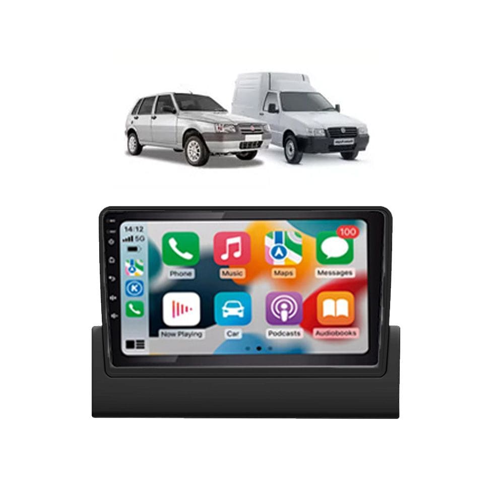 Kit Multimidia Uno Mille Fiorino 1994 / 2013 9 Pol Carplay AndroidAuto USB BT FM - Roadstar 908BR