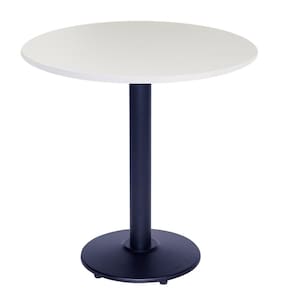 Mesa Zeta Ferro Preto 75 cm (Alt) Disco Redondo Tampo MDP Redondo 80 cm (Larg) x 2,50 cm (Alt) Branco