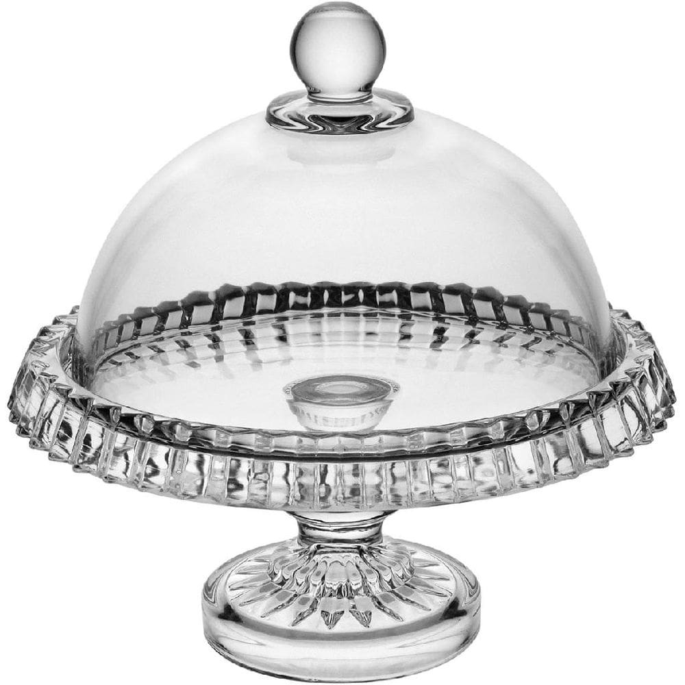 PRATO BOLO COM PÉ HOME&CO COM TAMPA ECO CRYSTAL 19x19x19cm TRANSPARENTE BOLEIRA