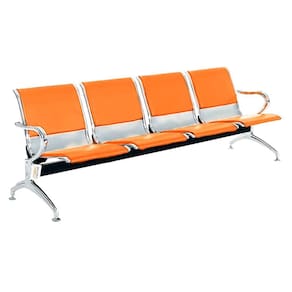 Cadeira Longarina Com Est Cromada 4 Lugares Colors Laranja