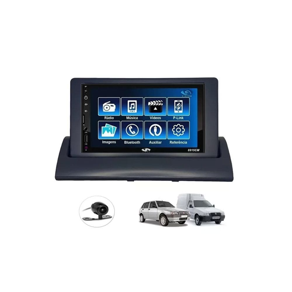 Kit Multimídia Uno Mille Fiorino 1994 a 2013 Mold Cinza 7 Pol Mp5 Bt Usb Sd Espelhamento