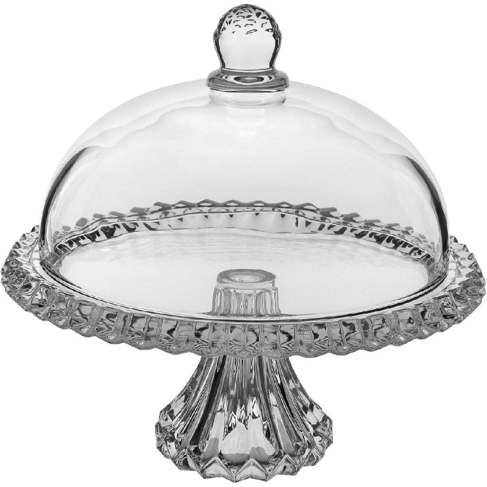 Prato Bolo Boleira Eco Crystal Transparente Com Tampa Com Pé