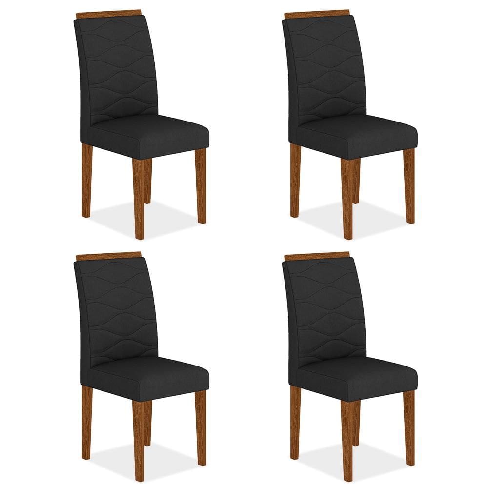 Kit 4 Cadeiras Estofadas Everest Comfort Freijó/suede Preto - Ma