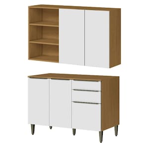 Conjunto Armário Aéreo e Balcão 120cm 100% MDF Luna