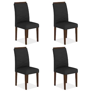 Kit 4 Cadeiras Estofadas Everest Comfort Imbuia/suede Preto - Ma