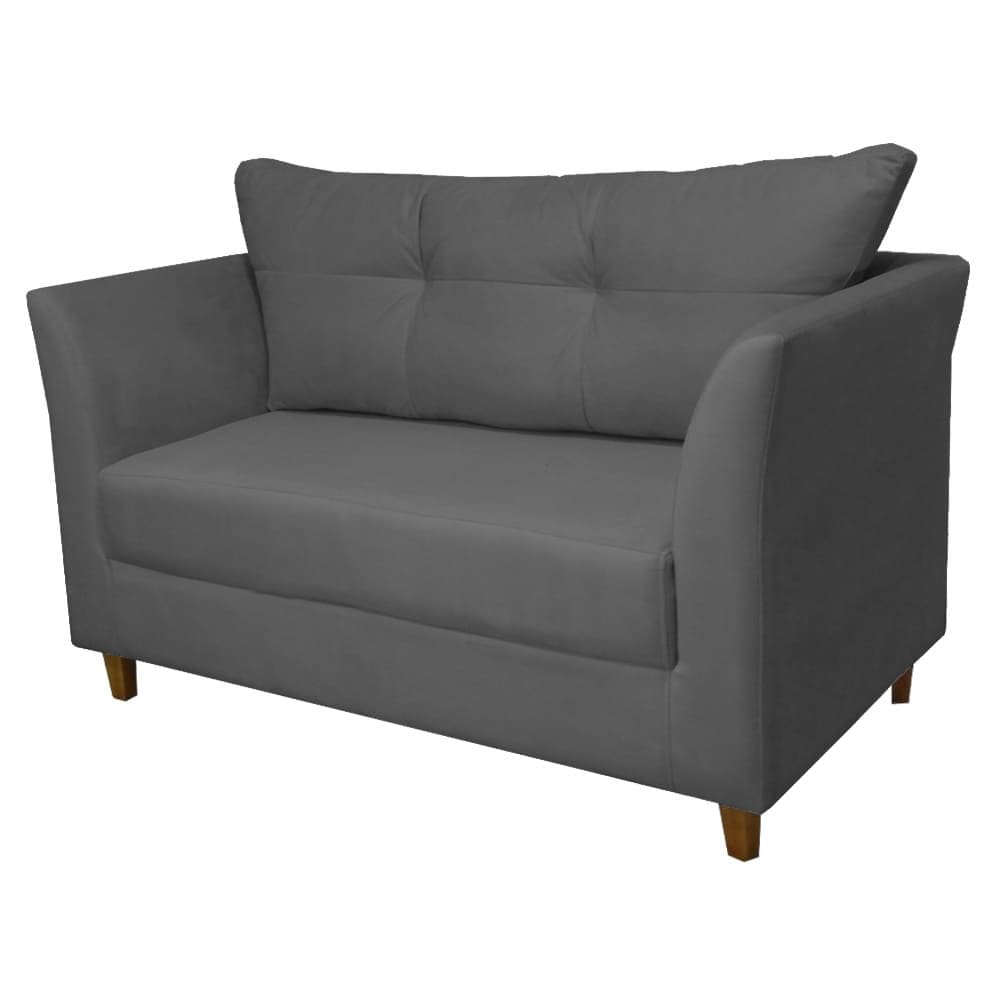 Sofá Isis 2 Lugares Suede Cinza - Vallisa Decor