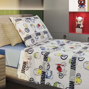 Jogo Lençol Infantil 100% Algodão Marvel Avengers 3 Peças