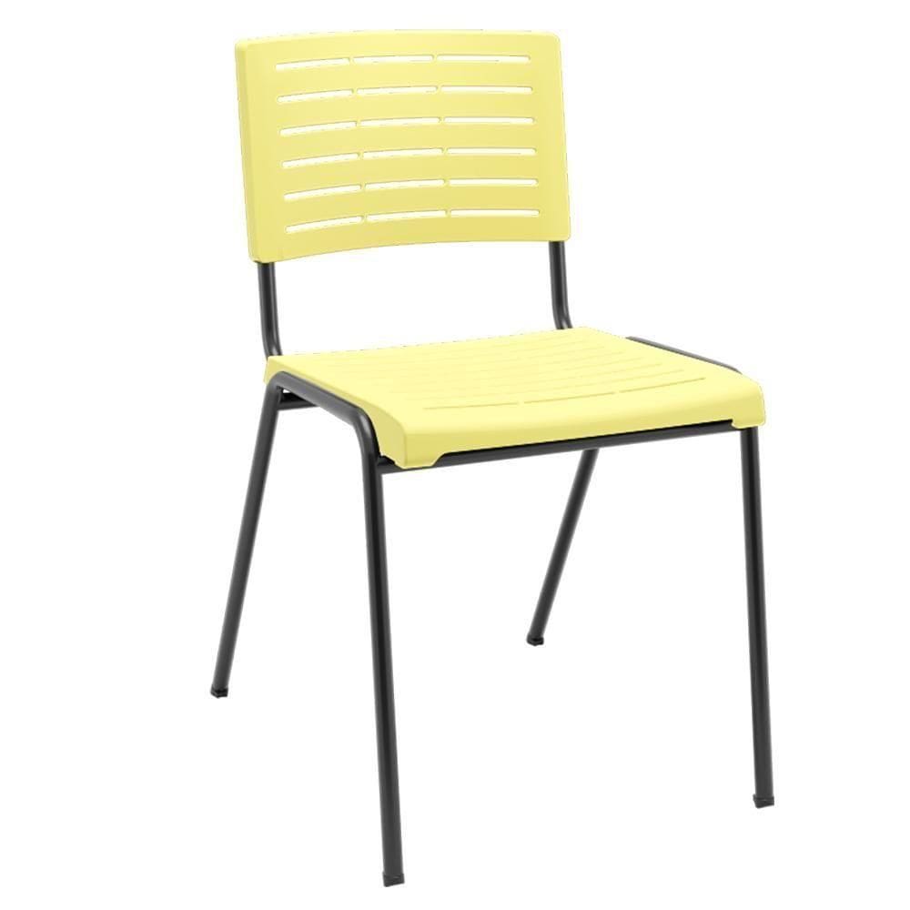 Cadeira Empilhável Fixa Escritório Multiuso Base Preta Kimi P03 Amarelo - Lyam Decor