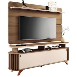 Rack Para Sala Dorian Com Painel Para Tv 70 Pol Contour B01 Castanho Off White - Lyam Decor