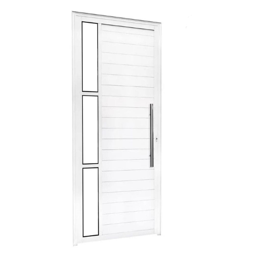 Porta Lambril 210x100 c/Puxador e Vidro L/Esq. - Alumínio Branco - Linha 25