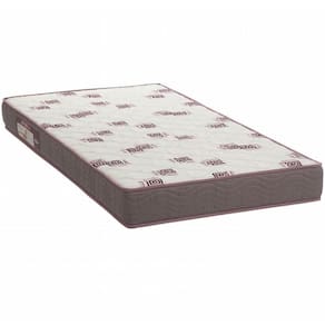 Colchão Solteiro 88x188x14 Espuma D28 Bordado Light Branco Bordô - Ortobom
