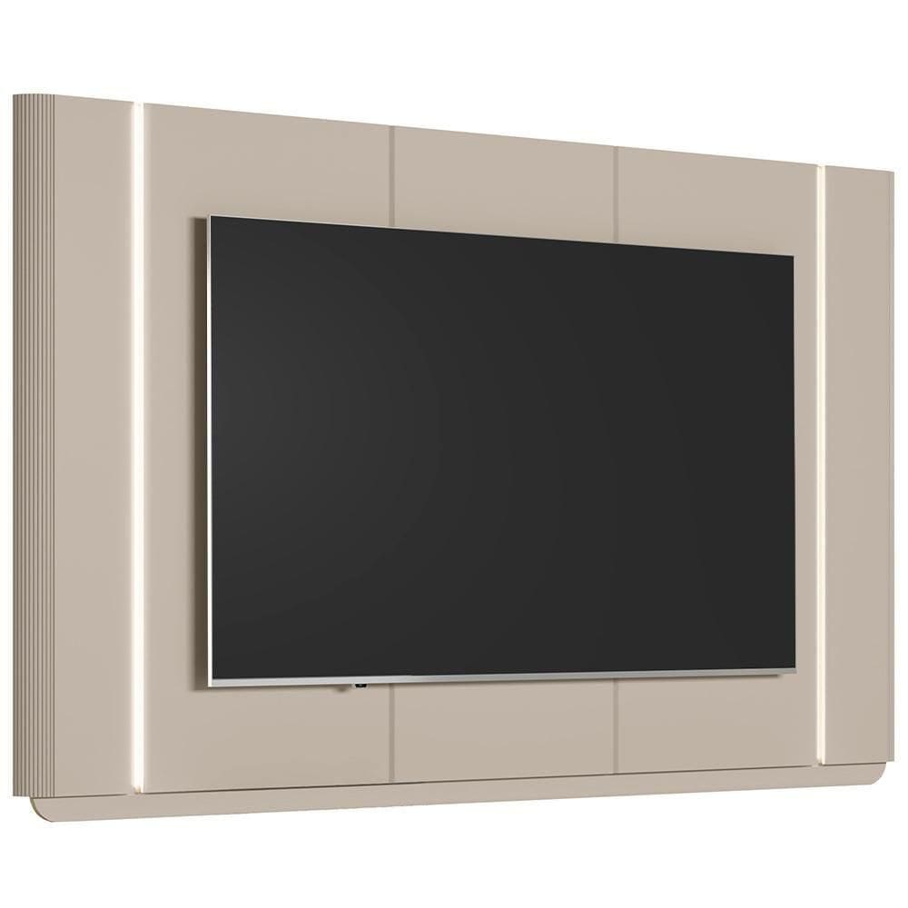 Painel Para Tv 75 Pol Com Led 240cm Elysia L05 Off White Fosco - Lyam Decor