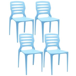 Kit 04 Cadeiras Para Cozinha Área Gourmet Jardim Empilhável Larsen P03 Azul Celeste - Lyam Decor