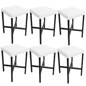 Kit 06 Banquetas Baixa Bar Cozinha Sala De Jantar Preto Stella L02 Facto Branco - Lyam Decor
