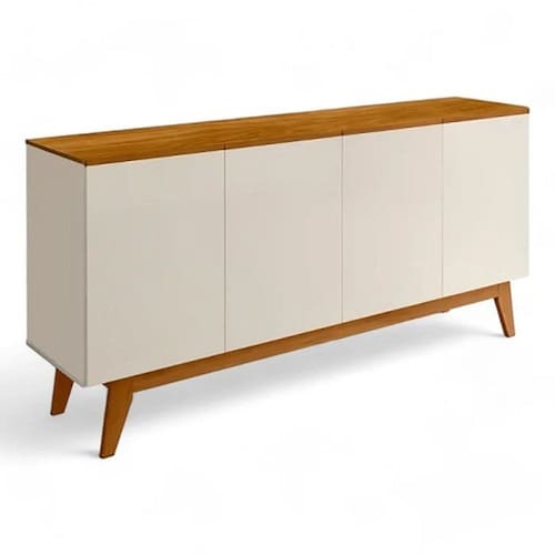 imagem-Buffet Ares Lux Quatro Portas 1.61 Off White/Nature - Tebarrot Móveis