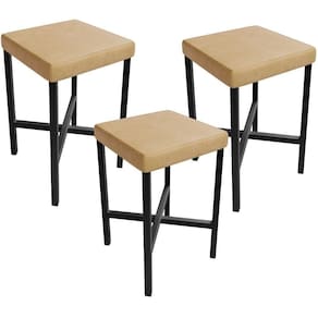 Kit 03 Banquetas Baixa Bar Cozinha Sala De Jantar Preto Stella L02 Couríssimo Fendi - Lyam Decor