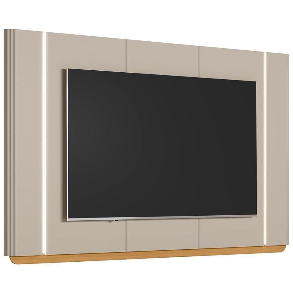 Painel Para Tv 75 Pol Com Led 240cm Elysia L05 Tauari Off White Fosco - Lyam Decor