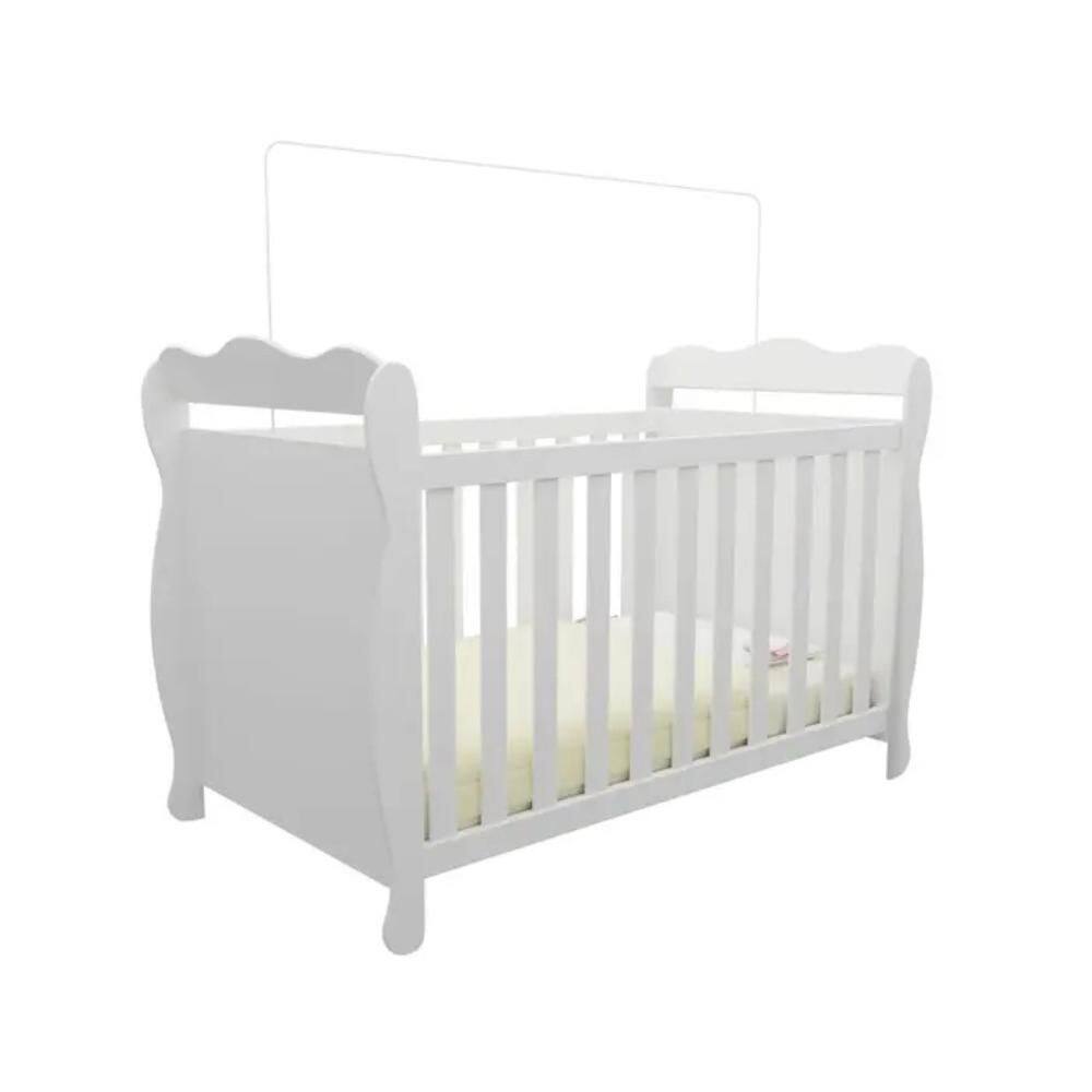 Berço Peroba Lisi Americano Branco 100% MDF  3 em 1 Infantil