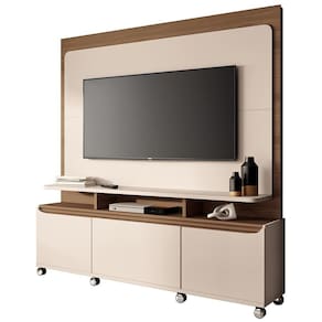 Estante Painel Para Tv 70 Pol 170cm 2 Portas Planck B01 Off White Castanho - Lyam Decor