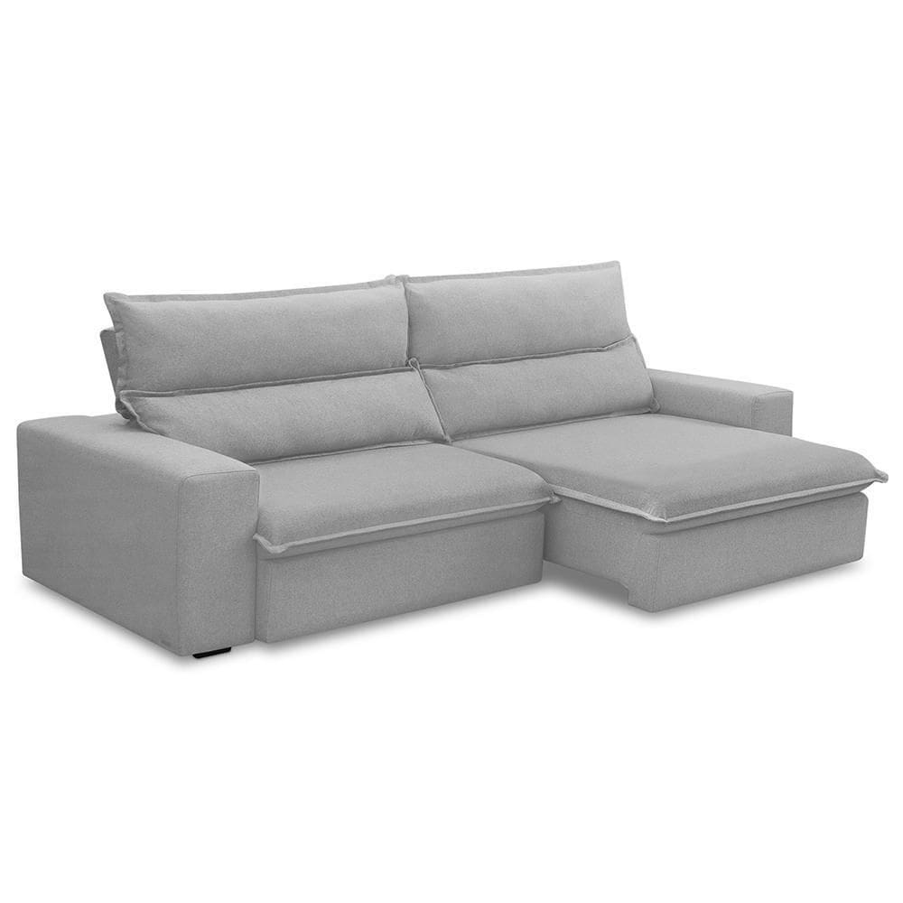 Sofá Retrátil Reclinável Para Sala 4 Lugares 280cm Senzi F04 Veludo Cinza - Lyam Decor