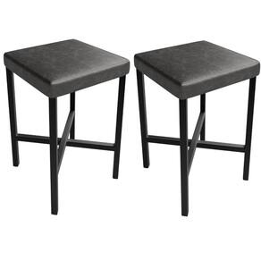 Kit 02 Banquetas Baixa Bar Cozinha Sala De Jantar Preto Stella L02 Couríssimo Preto - Lyam Decor