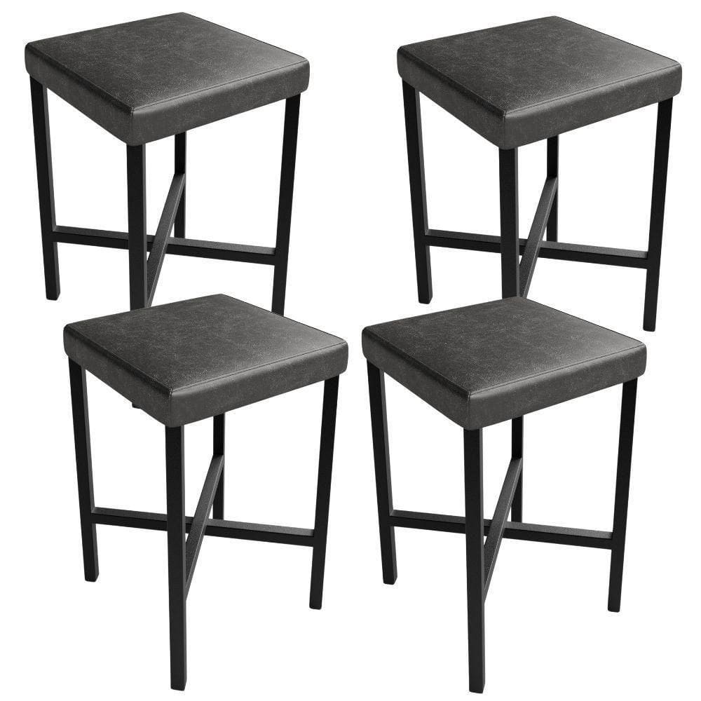 Kit 04 Banquetas Baixa Bar Cozinha Sala De Jantar Preto Stella L02 Couríssimo Preto - Lyam Decor