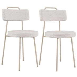 Kit 02 Cadeiras Decorativas Estofada Sala Jantar Barcelona Arena L02 Bouclê Cru - Lyam