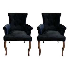 Kit 2 Cadeiras De Jantar Belford Veludo Preto Pés De Madeira Design Sofisticado G48 - Gran Belo