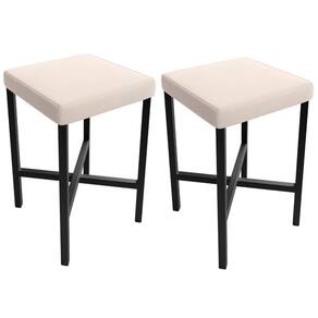 Kit 02 Banquetas Baixa Bar Cozinha Sala De Jantar Preto Stella L02 Suede Bege - Lyam Decor