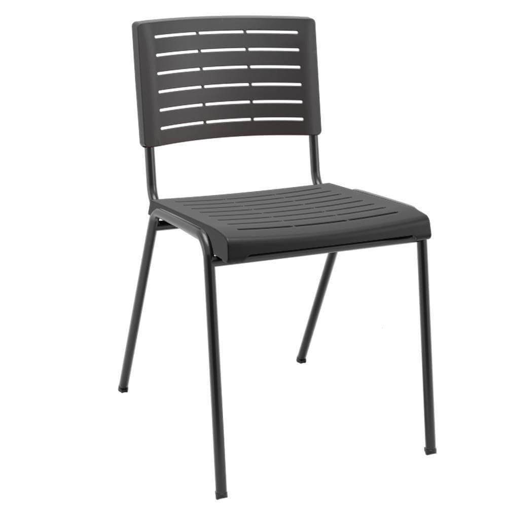 Cadeira Empilhável Fixa Escritório Multiuso Base Preta Kimi P03 Preto - Lyam Decor