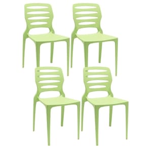 Kit 04 Cadeiras Para Cozinha Área Gourmet Jardim Empilhável Larsen P03 Verde Claro - Lyam Decor