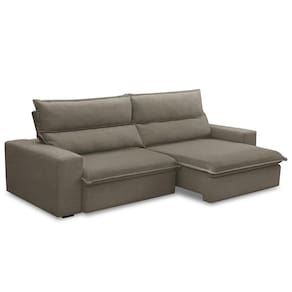 Sofá Retrátil Reclinável Para Sala 3 Lugares 210cm Senzi F04 Veludo Marrom Claro - Lyam Decor