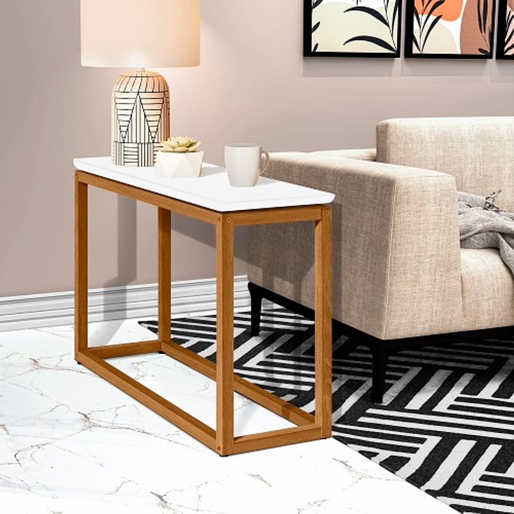 Mesa de Apoio Supreme Branco/Nature - Tebarrot Móveis