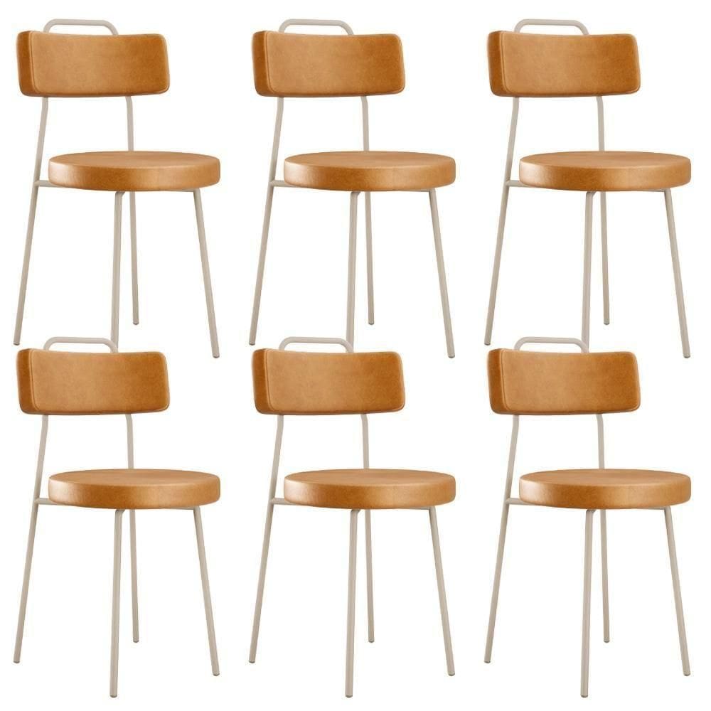 Kit 06 Cadeiras Decorativas Estofada Sala Jantar Barcelona Arena L02 Couríssimo Whisky - Lyam