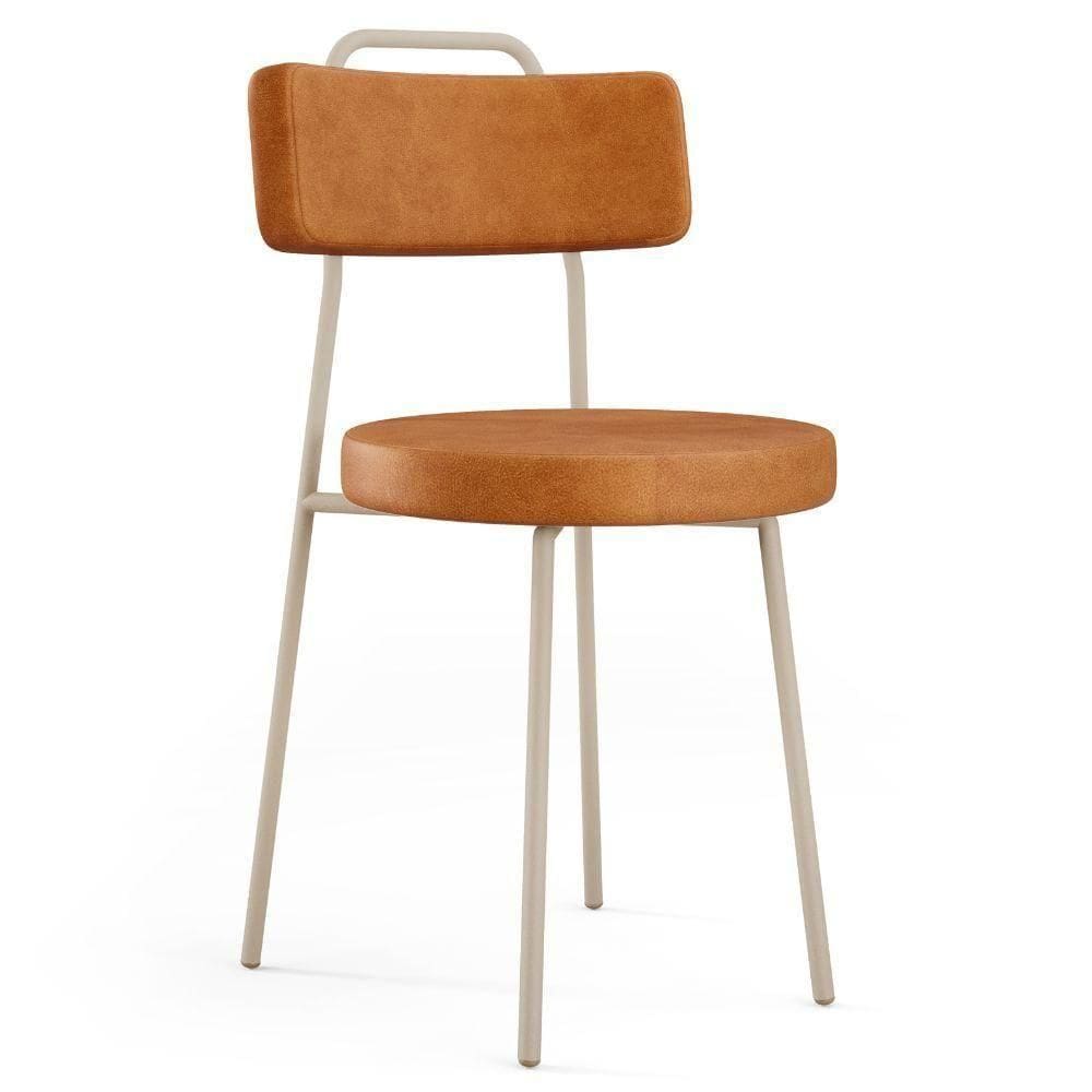 Cadeira Decorativa Estofada Para Sala De Jantar Barcelona Arena L02 Couríssimo Canela - Lyam