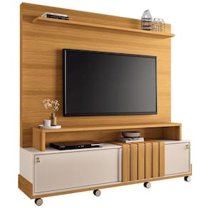 Estante Painel Para Tv 65 Pol Com Rodízios Cloud B01 Cinamomo Off White - Lyam Decor