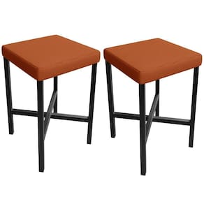 Kit 02 Banquetas Baixa Bar Cozinha Sala De Jantar Preto Stella L02 Tecido Terracota - Lyam Decor