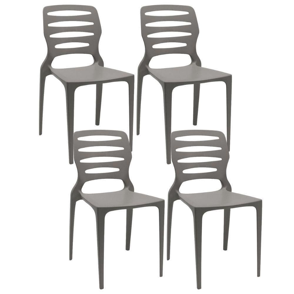 Kit 04 Cadeiras Para Cozinha Área Gourmet Jardim Empilhável Larsen P03 Basalto - Lyam Decor