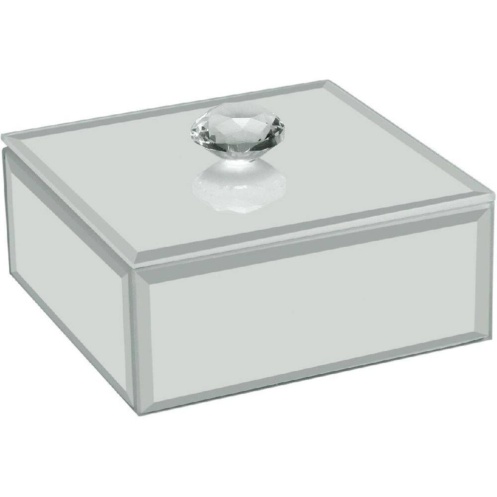 PORTA JOIAS CAIXA ORGANIZADORA HOME&CO ESPELHADO MDF 4x10x10cm BRANCO