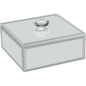 PORTA JOIAS CAIXA ORGANIZADORA HOME&CO ESPELHADO MDF 4x10x10cm BRANCO