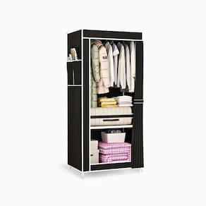 Guarda Roupa Closet Dobrável Organizador Com Capa De Tecido 1 Porta - Preto