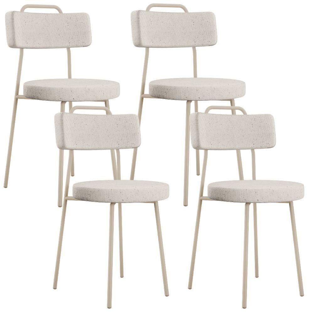 Kit 04 Cadeiras Decorativas Estofada Sala Jantar Barcelona Arena L02 Linho Cru - Lyam