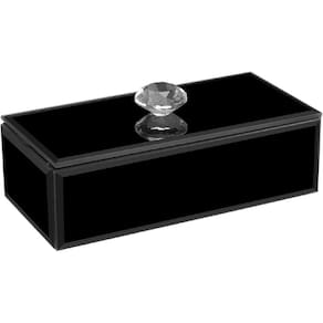 PORTA JOIAS CAIXA ORGANIZADORA HOME&CO ESPELHADO MDF 4x14x7cm PRETO
