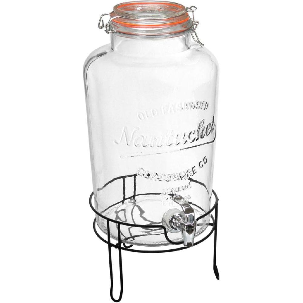 REFRESQUEIRA SUCO AGUA COM SUPORTE METAL HOME&CO VIDRO 8L 47x25x25cm TRANSPARENTE