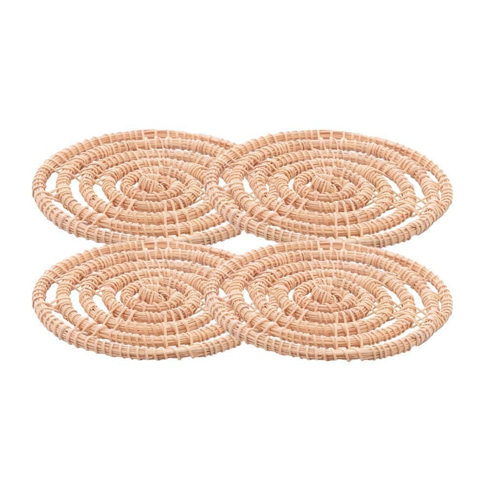 Conjunto 4 Porta Copos de Fibra Bege Palm 10cm - Lyor