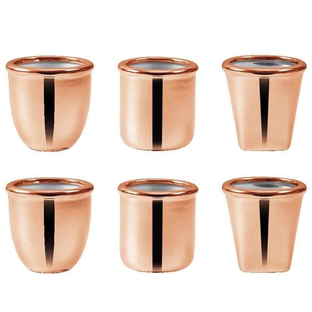 Kit Cachepot Rose Gold Em Cerâmica 6 Peças