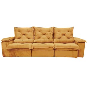 Sofá Porto Madero 5 Lugares Retrátil e Reclinável 270cm 3 Módulos Tecido Veludo Imperial Decor Cor Cobre