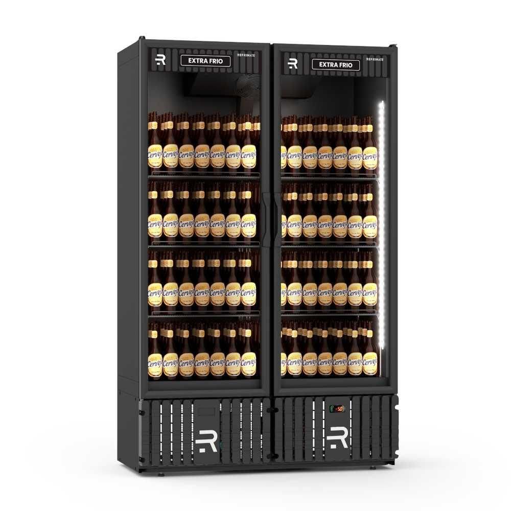 Visa Cooler Extra Frio 2 Portas Preto/Preto Porta de Vidro Aquecido VCEF2P 220V - Refrimate