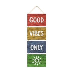 Placa Decorativa Mdf Corda P Pendurar Frase Good Vibes Only